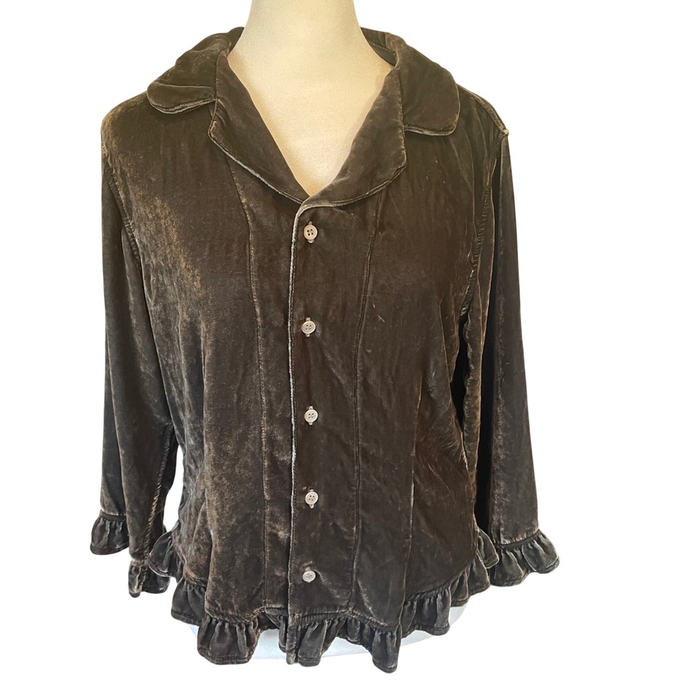 CP Shades x Free People Vintage Y2K Iredescent Boho Velvet Button Up Top Size XS - Picture 1 of 11